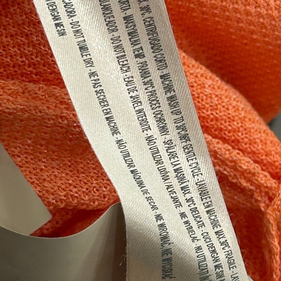 Massimo Dutti Orange Italian Yarn Viscose Blend Asymmetrical Light Tee Sz Small - Picture 7 of 9